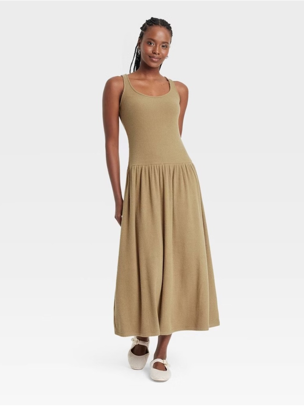 Universal Thread Ribbed Drop Waist Midi Dress